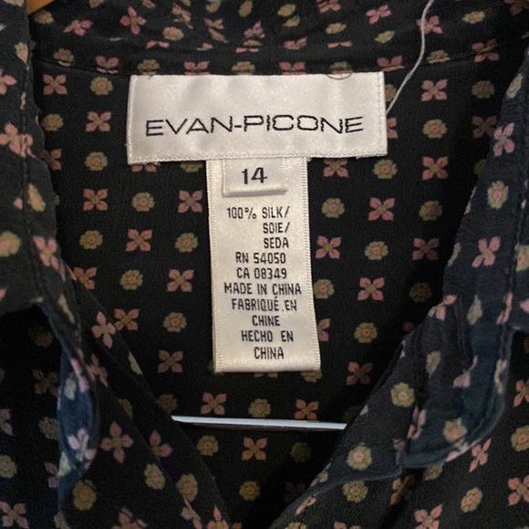 Evan Picone Silk Blouse 14 - Picture 2 of 6